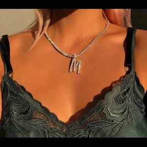 Iced out “M” letter necklace